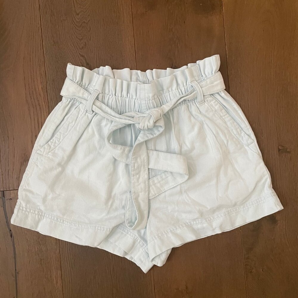 Pact Denim Chambray Light Blue Paper Bag Shorts Sz S - Picture 4 of 6